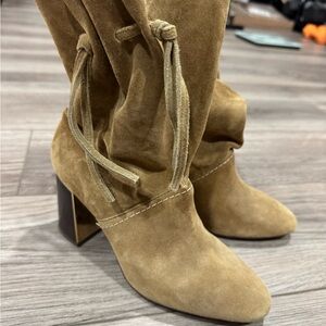 Tory Burch Tan Suede Heeled Boots